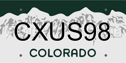 CXUS98 Colorado License Plate