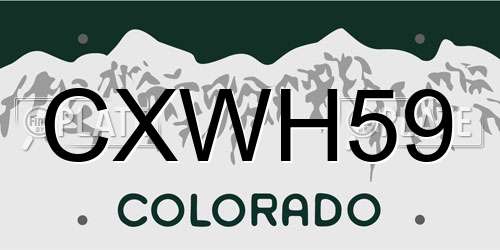 CXWH59 Colorado License Plate