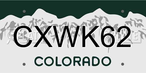 CXWK62 Colorado License Plate