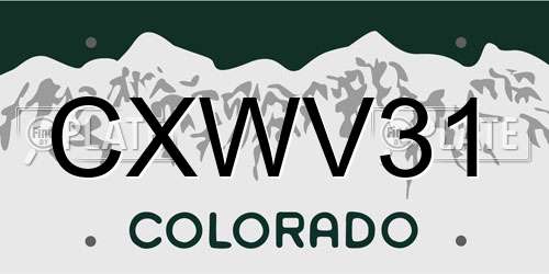 CXWV31 Colorado License Plate