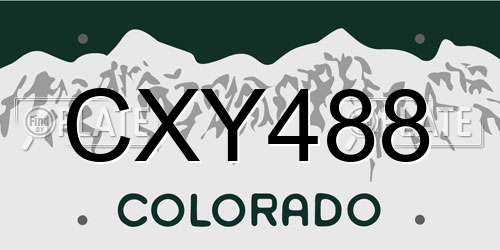 CXY488 Colorado License Plate