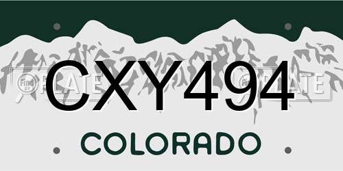 CXY494 Colorado License Plate