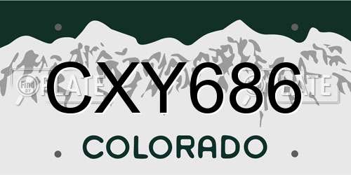 CXY686 Colorado License Plate