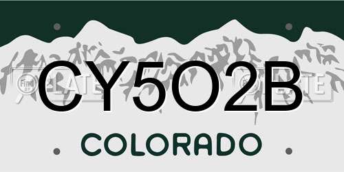 CY5O2B Colorado License Plate