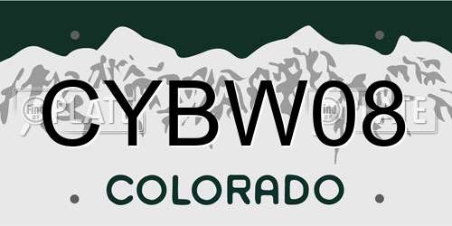 CYBW08 Colorado License Plate