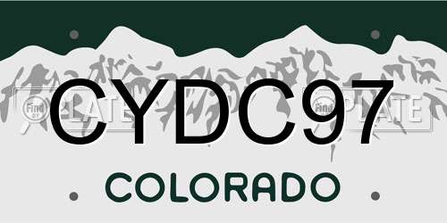 CYDC97 Colorado License Plate