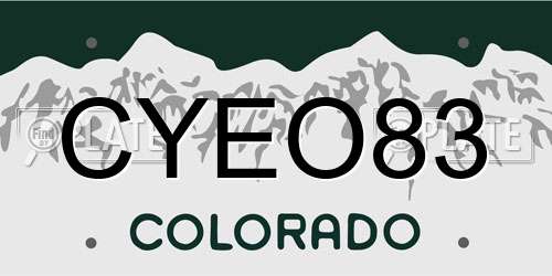 CYEO83 Colorado License Plate