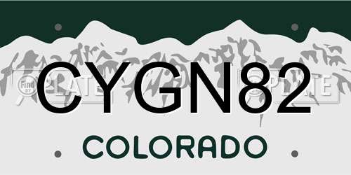 CYGN82 Colorado License Plate