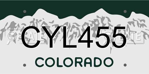 CYL455 Colorado License Plate