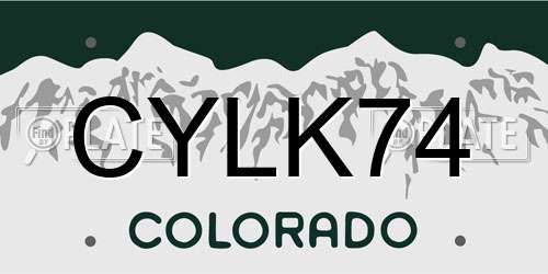CYLK74 Colorado License Plate