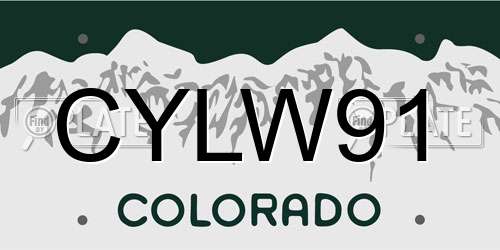 CYLW91 Colorado License Plate