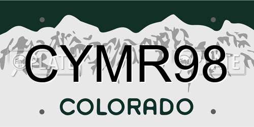 CYMR98 Colorado License Plate
