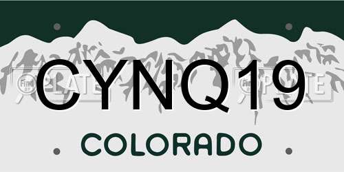 CYNQ19 Colorado License Plate