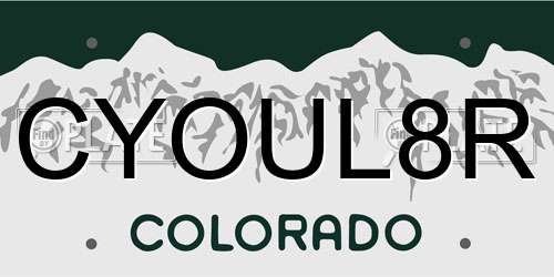 CYOUL8R Colorado License Plate