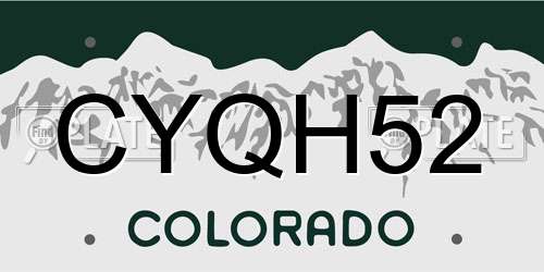 CYQH52 Colorado License Plate