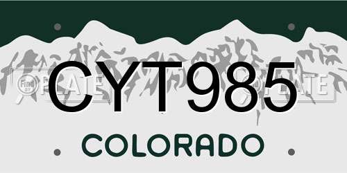 CYT985 Colorado License Plate