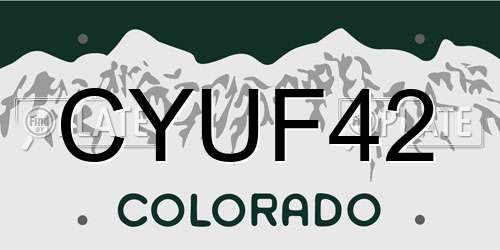 CYUF42 Colorado License Plate
