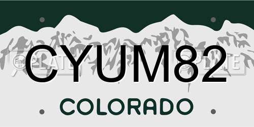 CYUM82 Colorado License Plate