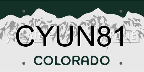 CYUN81 Colorado License Plate