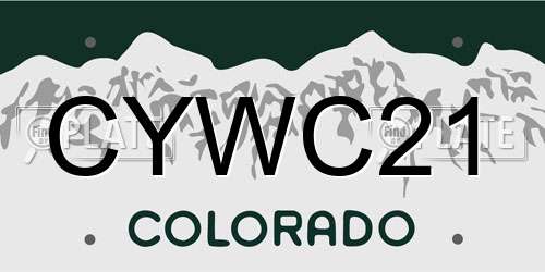 CYWC21 Colorado License Plate