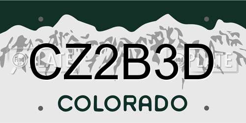 CZ2B3D Colorado License Plate