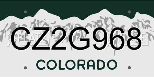 CZ2G968 Colorado License Plate