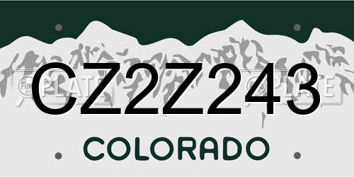 CZ2Z243 Colorado License Plate