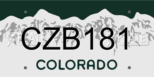 CZB181 Colorado License Plate