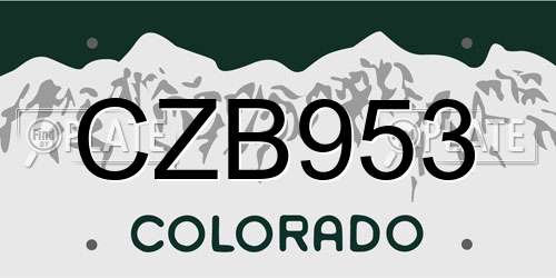 CZB953 Colorado License Plate