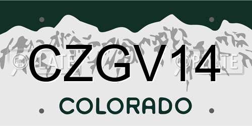 CZGV14 Colorado License Plate