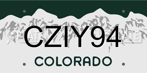 CZIY94 Colorado License Plate