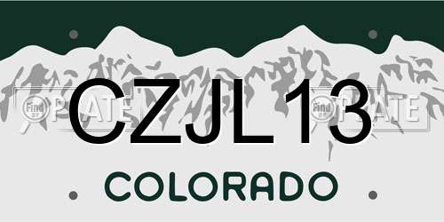 CZJL13 Colorado License Plate