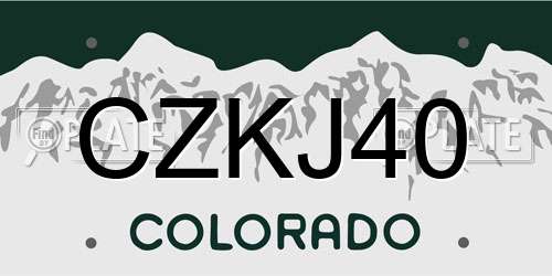 CZKJ40 Colorado License Plate