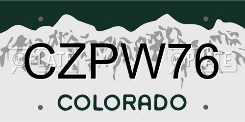 CZPW76 Colorado License Plate