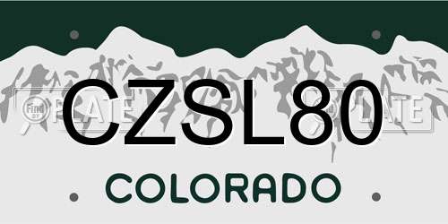 CZSL80 Colorado License Plate