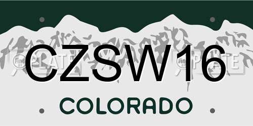 CZSW16 Colorado License Plate