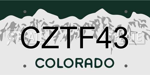 CZTF43 Colorado License Plate