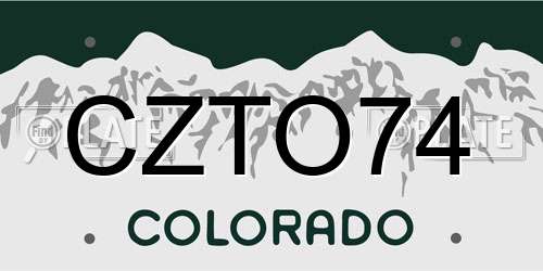 CZTO74 Colorado License Plate