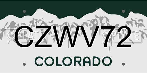 CZWV72 Colorado License Plate