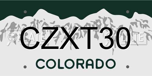 CZXT30 Colorado License Plate