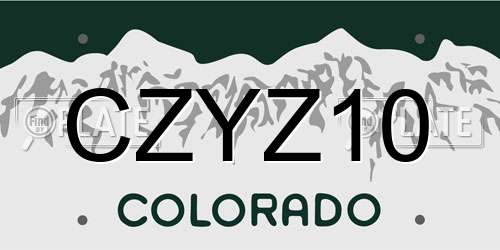CZYZ10 Colorado License Plate