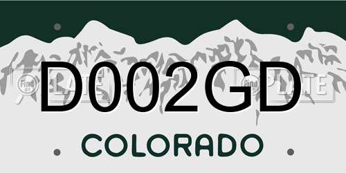 D002GD Colorado License Plate