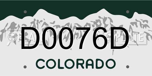 D0076D Colorado License Plate