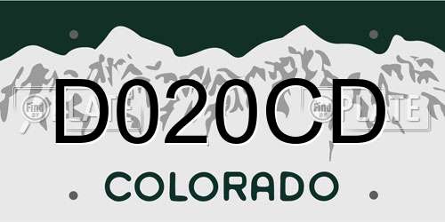 D020CD Colorado License Plate