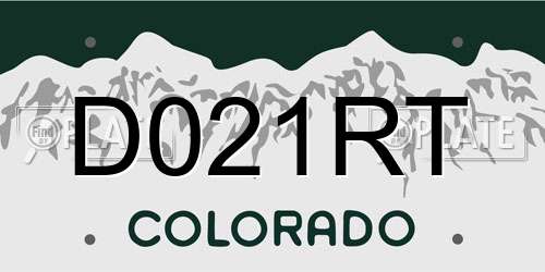 D021RT Colorado License Plate