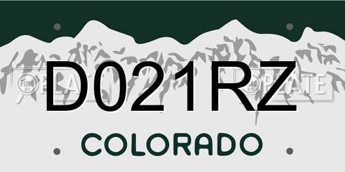 D021RZ Colorado License Plate