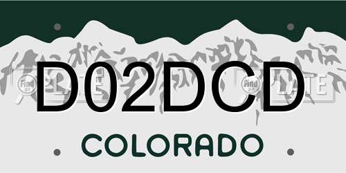 D02DCD Colorado License Plate
