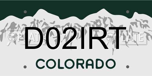 D02IRT Colorado License Plate
