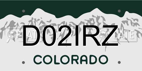 D02IRZ Colorado License Plate
