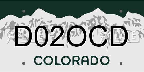 D02OCD Colorado License Plate